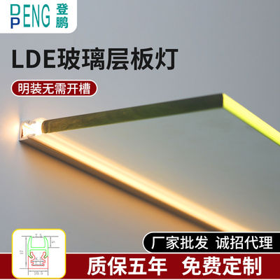 LED Modern Alüminyum Tek Cam Raf Işığı Sıcak Beyaz Doğal Işıklarla