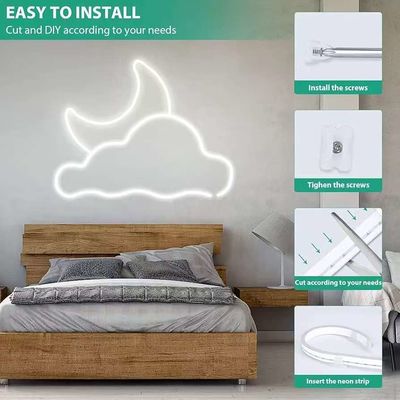 Beyaz LED Çizgi Işıklar 16.4ft/5m Neon Işık Çizgi 12V Flex Su geçirmez Neon LED Çizgi Silikon LED Neon İp Işık Mutfak Yatak Odası İç Açık Dekorasyon Güç Adaptörü dahil değildir