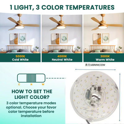 15W 100MM LED Işık Motoru Yemek Odası için 120V Tavan Fan Panel Retrofit Kit DOB Modülleri ile LED Tavan Fan Işık Değiştirme