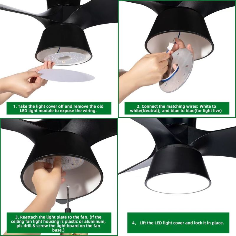 15W 100MM LED Işık Motoru Yemek Odası için 120V Tavan Fan Panel Retrofit Kit DOB Modülleri ile LED Tavan Fan Işık Değiştirme