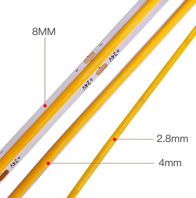 Çin Fabrikası Ultra ince COB Işık Şerit 2.8mm/2.7mm/3mm/5mm Mini Işık Şerit 12V 24V Araba Işık Şerit 480leds 384leds